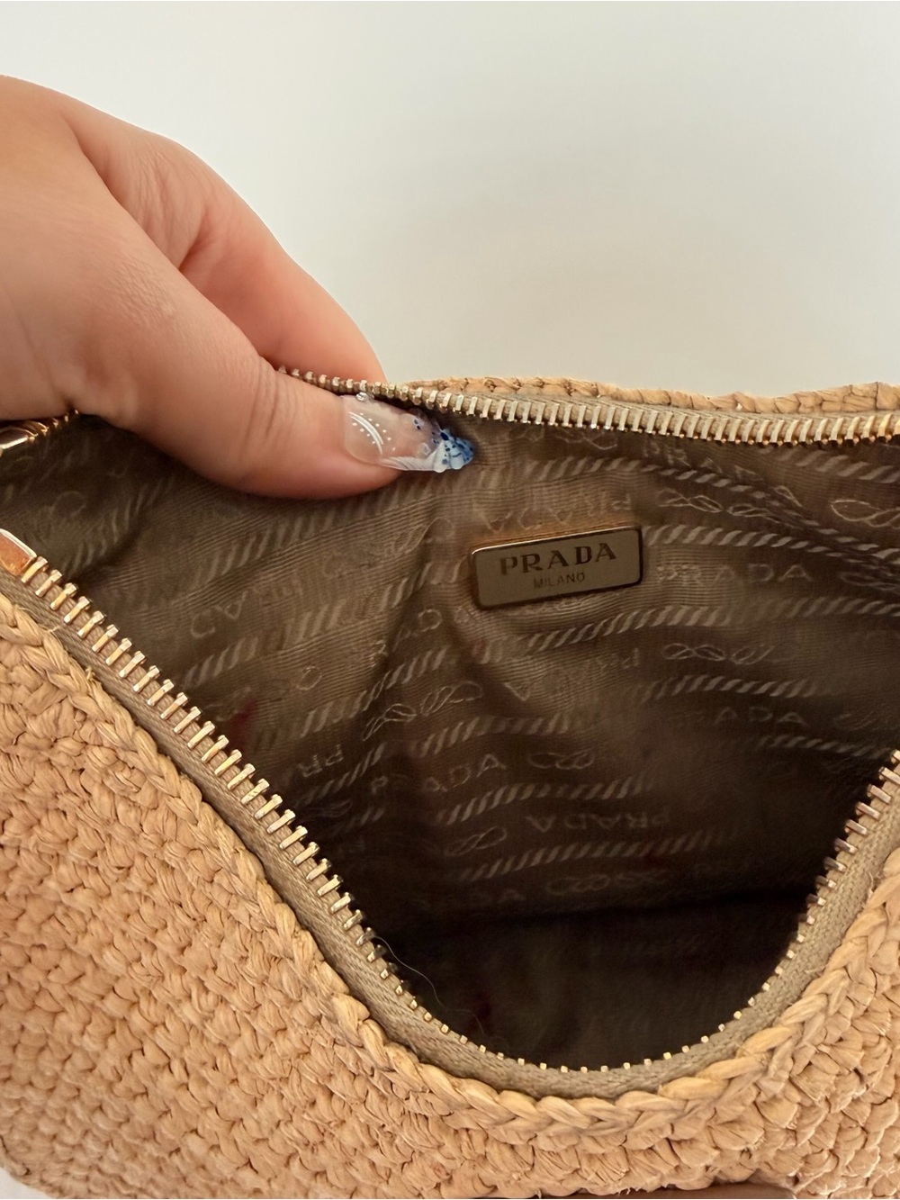 Prada Tan Crochet Shoulder Bag with Gold Chain Accent - Picture 4 of 9